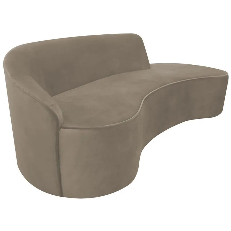 Sofá Curvo 04 Lugares 230cm Eron Braço Direito Veludo Bege - Nexta Casa - Nexta Casa