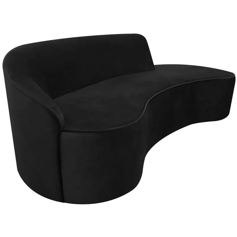 Sofá Curvo 04 Lugares 230cm Eron Braço Direito Veludo Preto - Nexta Casa - Nexta Casa
