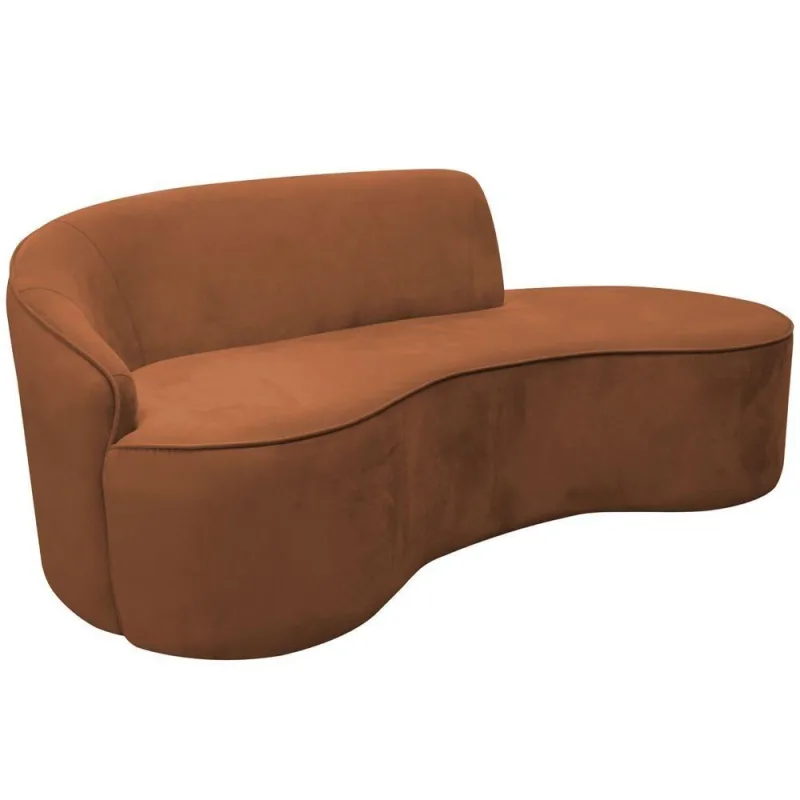 Sofá Curvo 02 Lugares 150cm Eron Braço Direito Veludo Camel - Nexta Casa - Nexta Casa