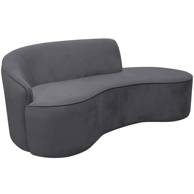 Sofá Curvo 02 Lugares 150cm Eron Braço Direito Veludo Cinza - Nexta Casa - Nexta Casa