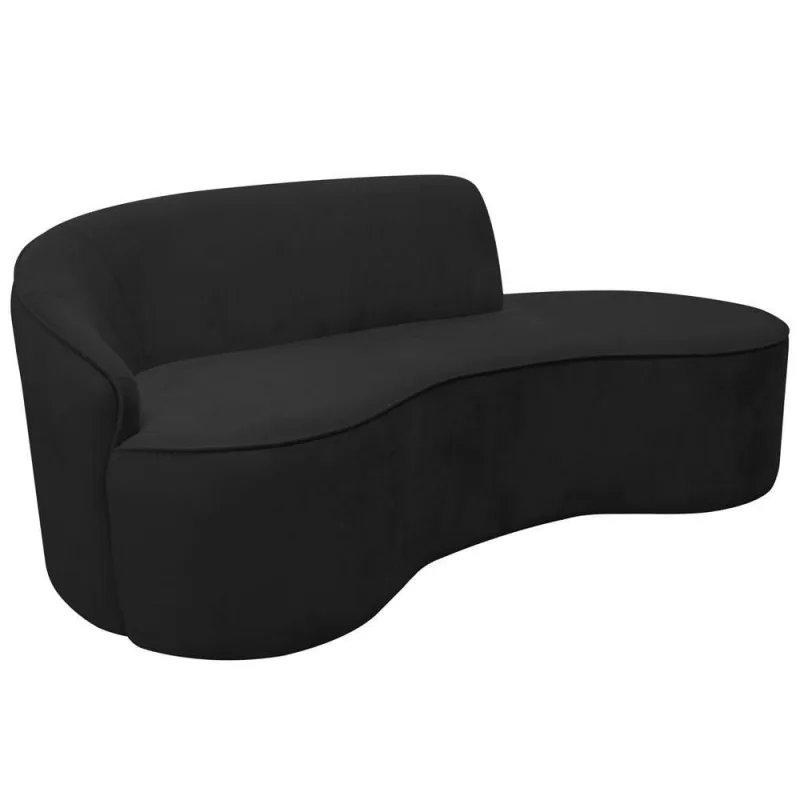 Sofá Curvo 02 Lugares 150cm Eron Braço Direito Veludo Preto - Nexta Casa - Nexta Casa