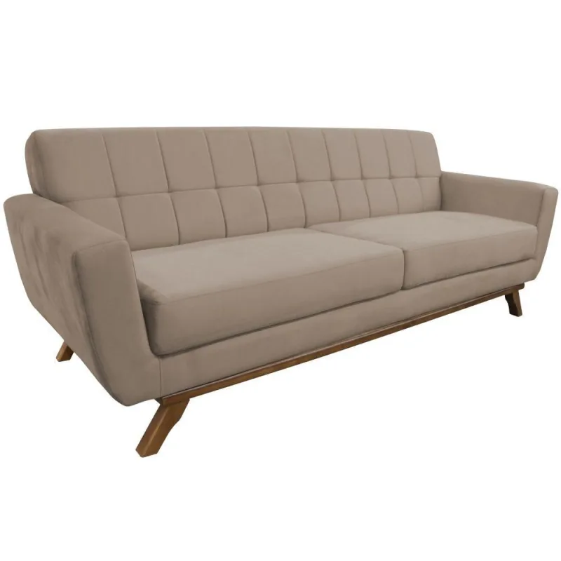 Sofá 03 Lugares 180cm Sala De Estar Miami Veludo Bege - Nexta Casa - Nexta Casa