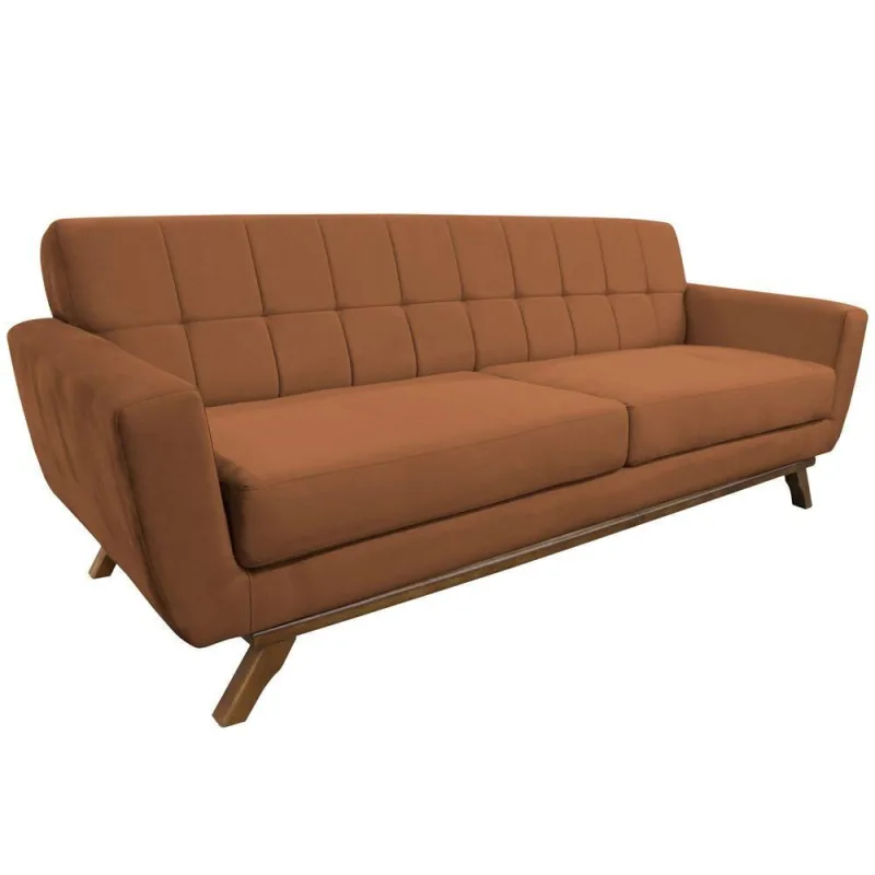 Sofá 03 Lugares 180cm Sala De Estar Miami Veludo Camel - Nexta Casa - Nexta Casa