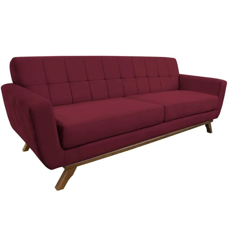 Sofá 03 Lugares 180cm Sala De Estar Miami Veludo Marsala - Nexta Casa - Nexta Casa