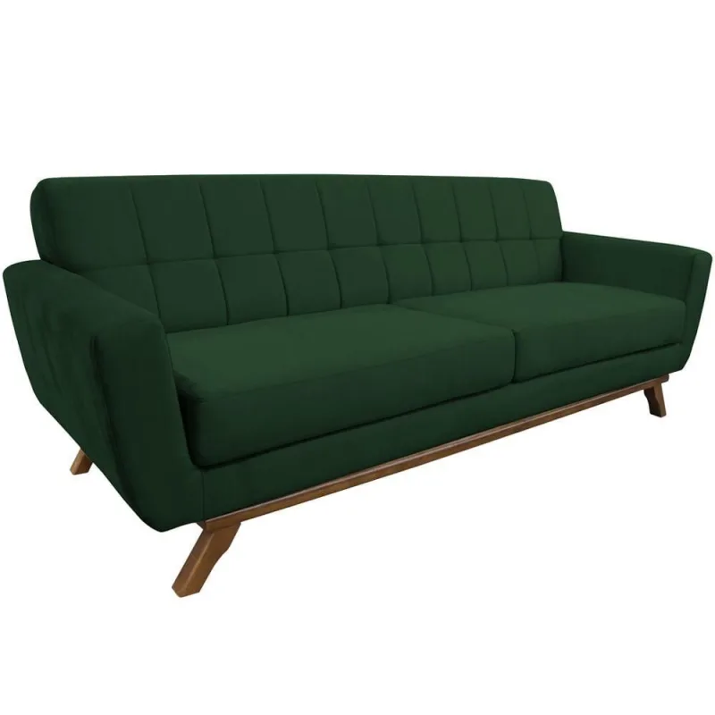 Sofá 03 Lugares 180cm Sala De Estar Miami Veludo Verde - Nexta Casa - Nexta Casa - Móveis