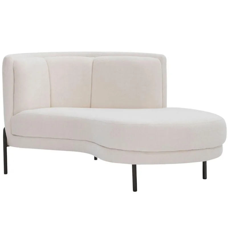 Sofá Chaise Direito Base Preto Penélope Bouclé Off White - Nexta Casa - Nexta Casa