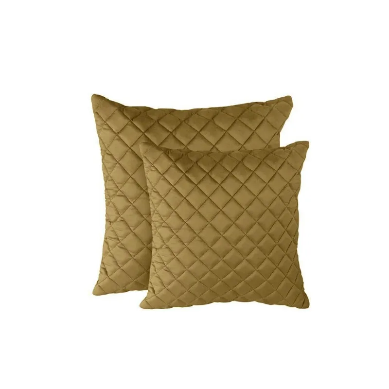 Kit 2 Almofadas Tressê 50x50cm E 40x40cm Veludo Mostarda - Nexta Casa - Nexta Casa