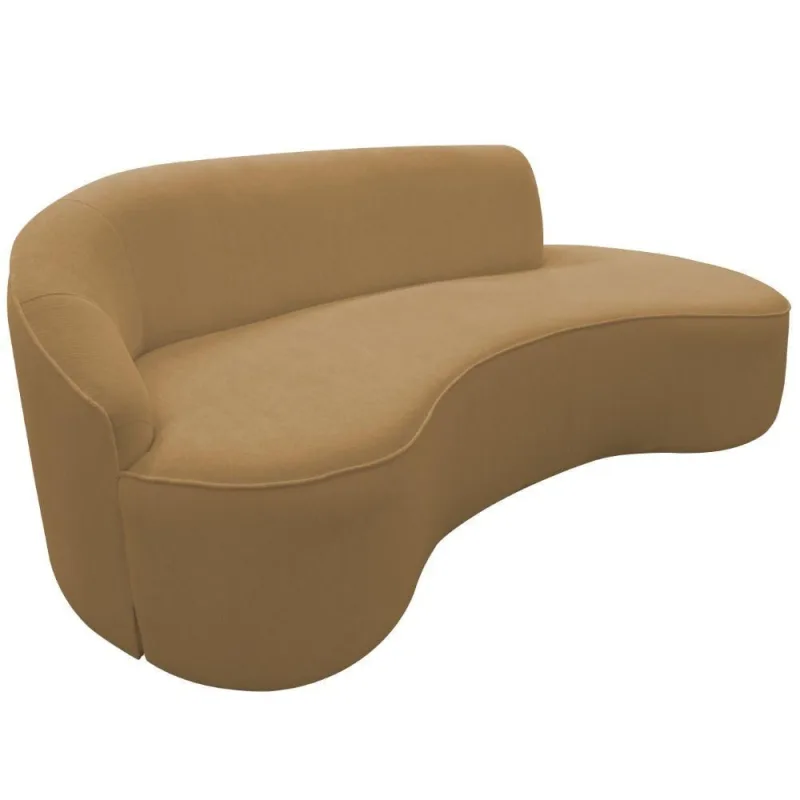 Sofá Curvo 02 Lugares 150cm Eron Braço Direito Bouclé Camel - Nexta Casa - Nexta Casa
