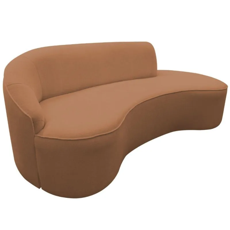 Sofá Curvo 03 Lugares 210cm Eron Braço Direito Bouclé Terracota - Nexta Casa - Nexta Casa