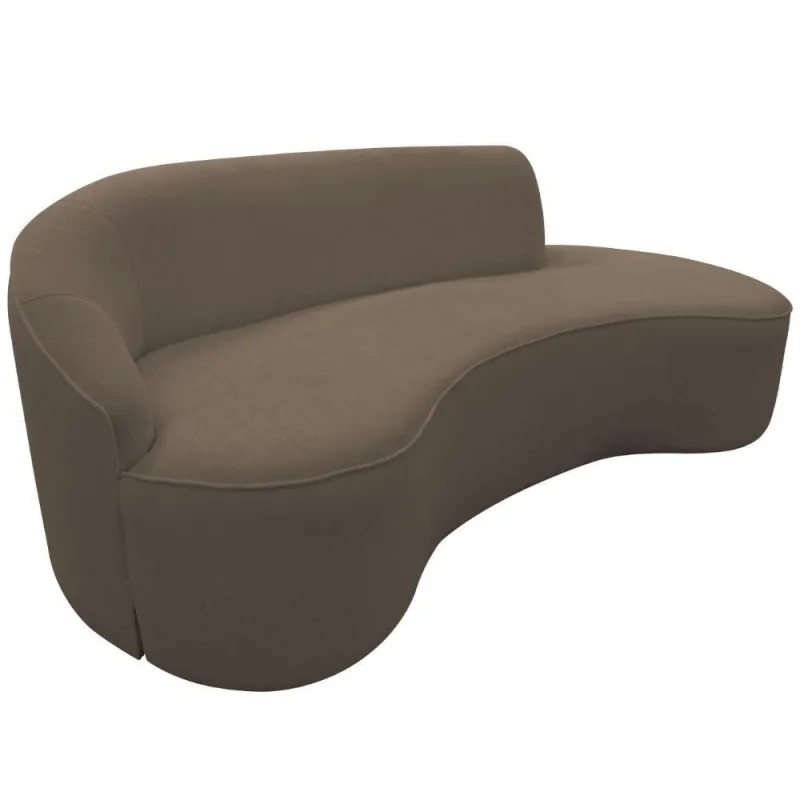 Sofá Curvo 03 Lugares 210cm Eron Braço Direito Bouclé Marrom - Nexta Casa - Nexta Casa