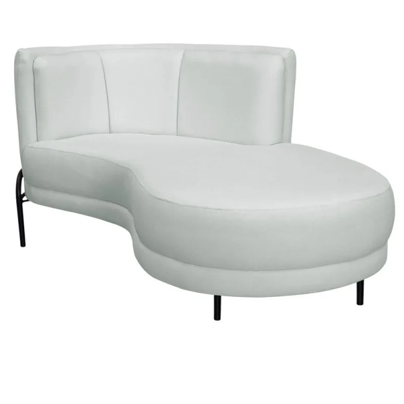 Sofá Chaise Direito Base Preto Penélope Poliéster Verde Menta Claro - Nexta Casa - Nexta Casa