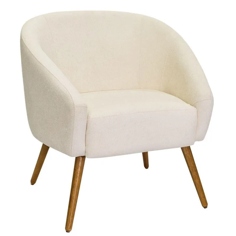 Poltrona Sala De Estar Mona Pés Palito Castanho Bouclé Off White - Nexta Casa - Nexta Casa