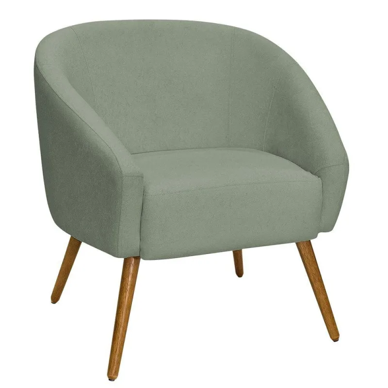 Poltrona Sala De Estar Mona Pés Palito Castanho Bouclé Verde Claro - Nexta Casa - Nexta Casa