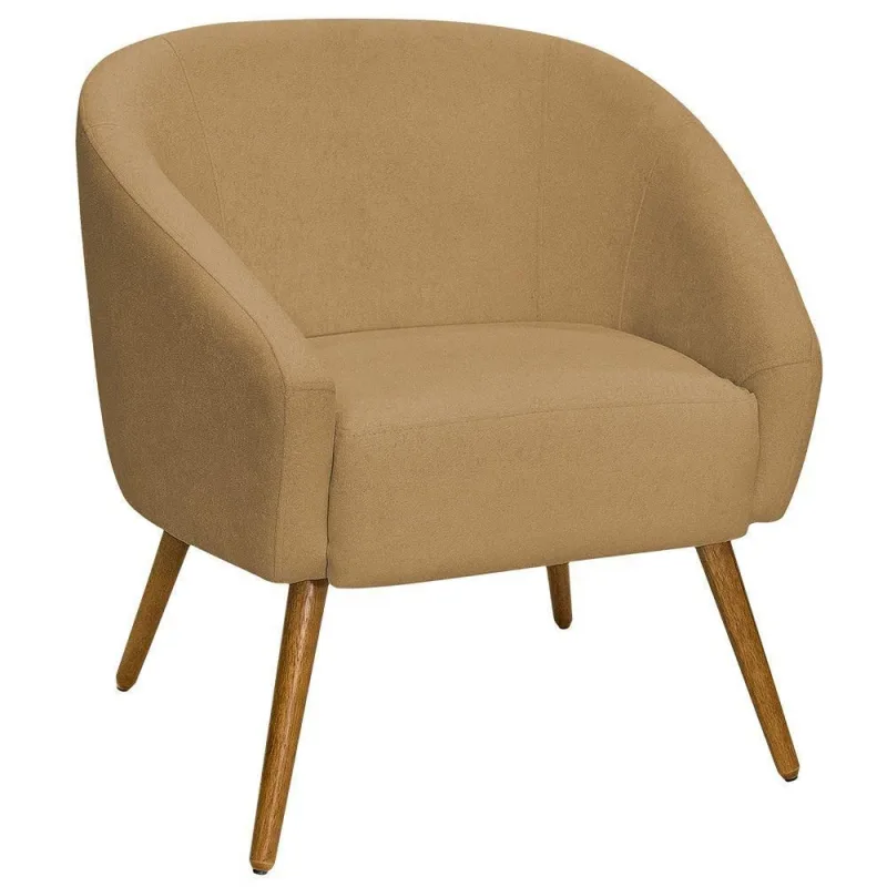 Poltrona Sala De Estar Mona Pés Palito Castanho Bouclé Camel - Nexta Casa - Nexta Casa