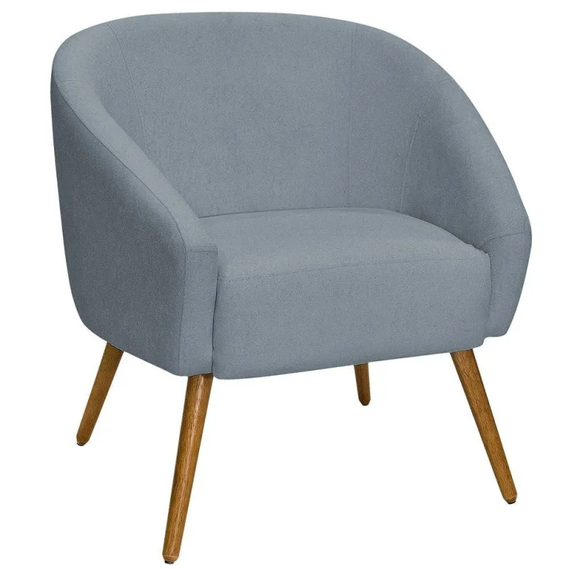 Poltrona Sala De Estar Mona Pés Palito Castanho Bouclé Azul Claro - Nexta Casa - Nexta Casa