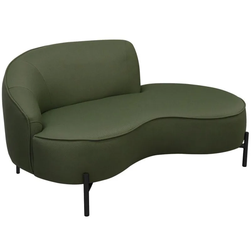 Sofá Curvo 2 Lugares 150cm Braço Dir. Thommy Pés Preto Linho Verde - Nexta Casa - Nexta Casa - Móveis