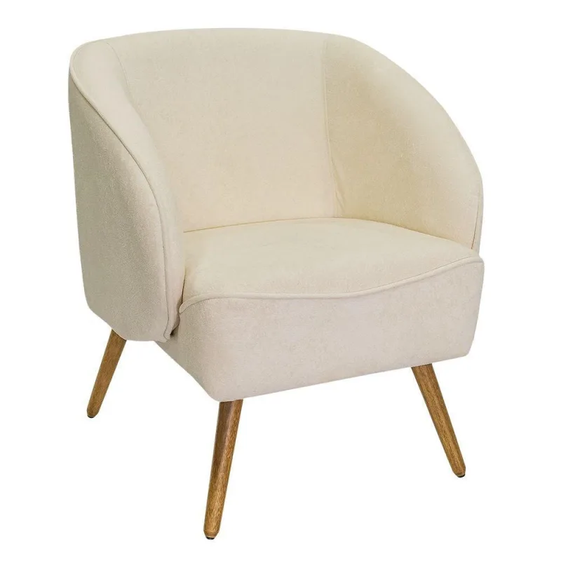 Poltrona Para Sala De Estar Agnes Pés Palito Castanho Bouclé Off White - Nexta Casa - Nexta Casa