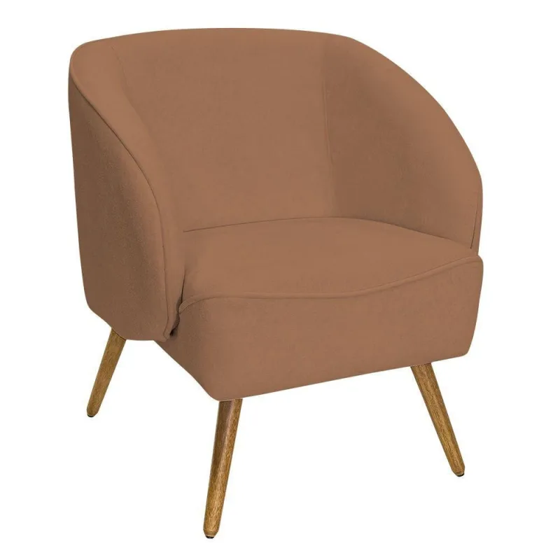 Poltrona Para Sala De Estar Agnes Pés Palito Castanho Bouclé Terracota - Nexta Casa - Nexta Casa