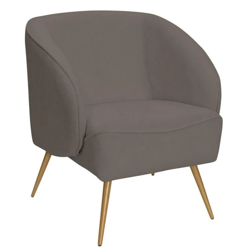 Poltrona Para Sala De Estar Agnes Pés Aço Ouro Fosco Bouclé Marrom - Nexta Casa - Nexta Casa