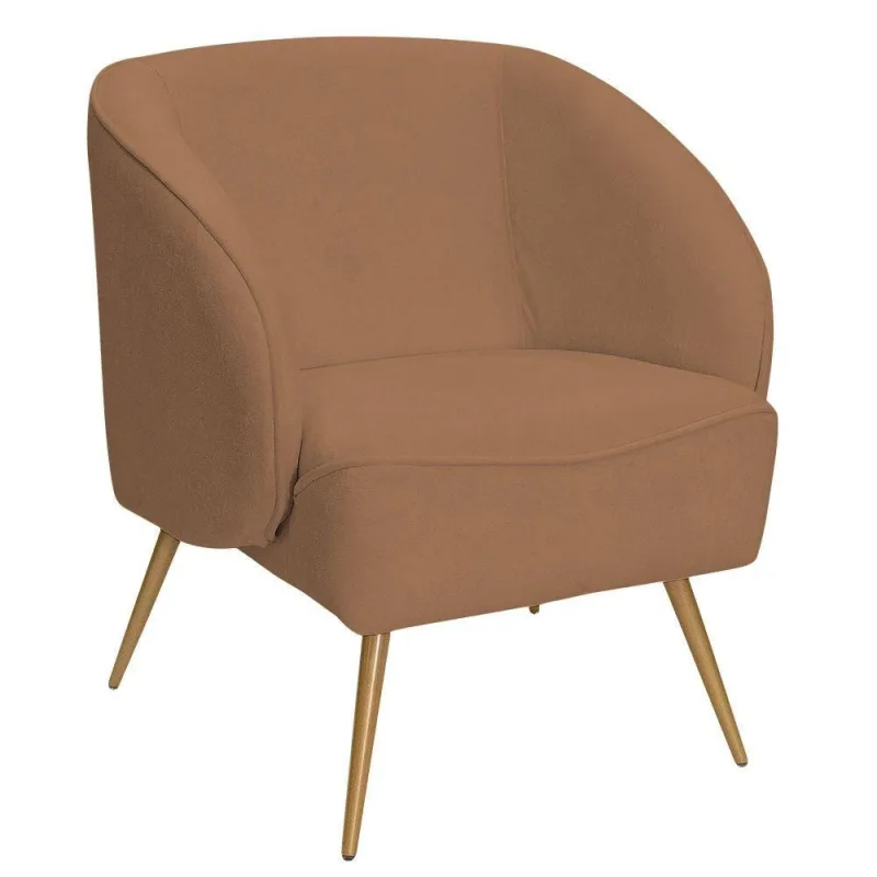 Poltrona Para Sala De Estar Agnes Pés Aço Ouro Fosco Bouclé Terracota - Nexta Casa - OUTRAS - Móveis