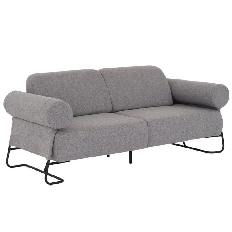 Sofá Sala De Estar 03 Lugares 180cm Detroit Linho Cinza Mesclado - Nexta Casa - Nexta Casa - Móveis