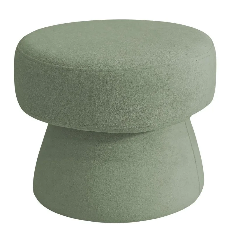 Puff Decorativo Redondo Liz Sala De Estar Bouclé Verde Claro - Nexta Casa - Nexta Casa