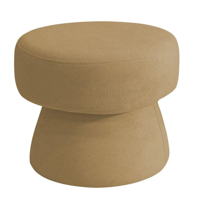 Puff Decorativo Redondo Liz Sala De Estar Bouclé Camel - Nexta Casa - Nexta Casa