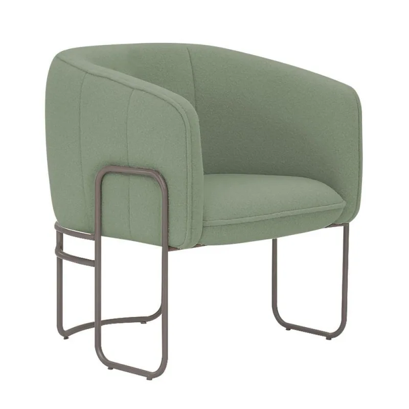 Poltrona Sala De Estar Marie Base Aço Titânio Bouclé Verde Claro - Nexta Casa - Nexta Casa
