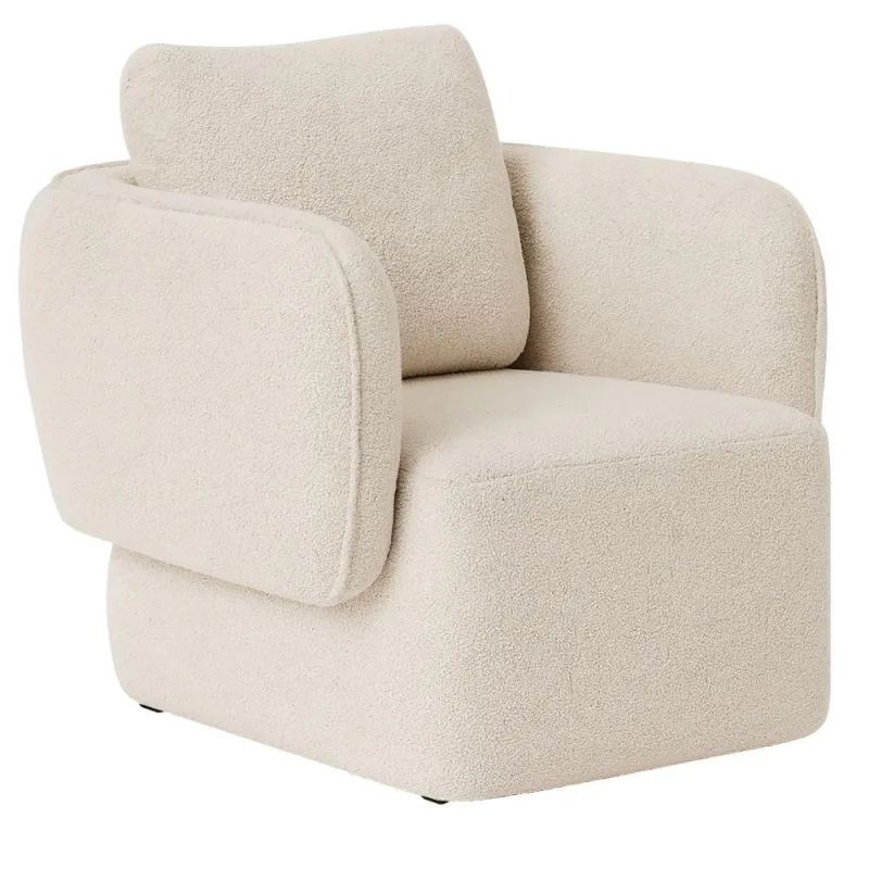 Poltrona Decorativa Sala De Estar Duna Bouclé Off White - Nexta Casa - Nexta Casa