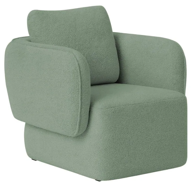 Poltrona Decorativa Sala De Estar Duna Bouclé Verde Claro - Nexta Casa - Nexta Casa - Móveis