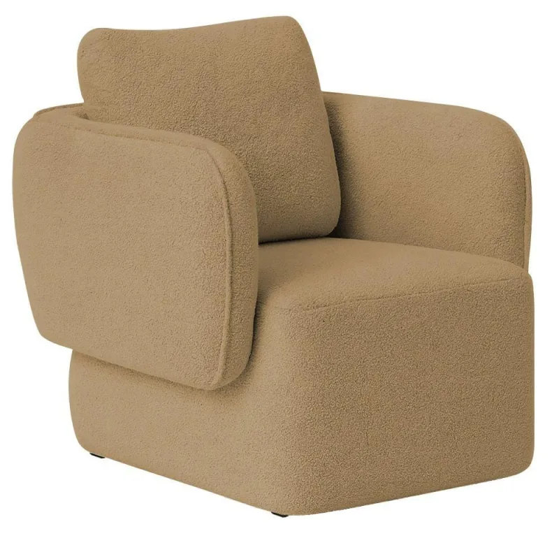 Poltrona Decorativa Sala De Estar Duna Bouclé Camel - Nexta Casa - Nexta Casa