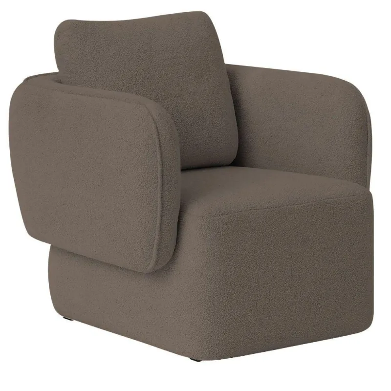 Poltrona Decorativa Sala De Estar Duna Bouclé Marrom - Nexta Casa - Nexta Casa