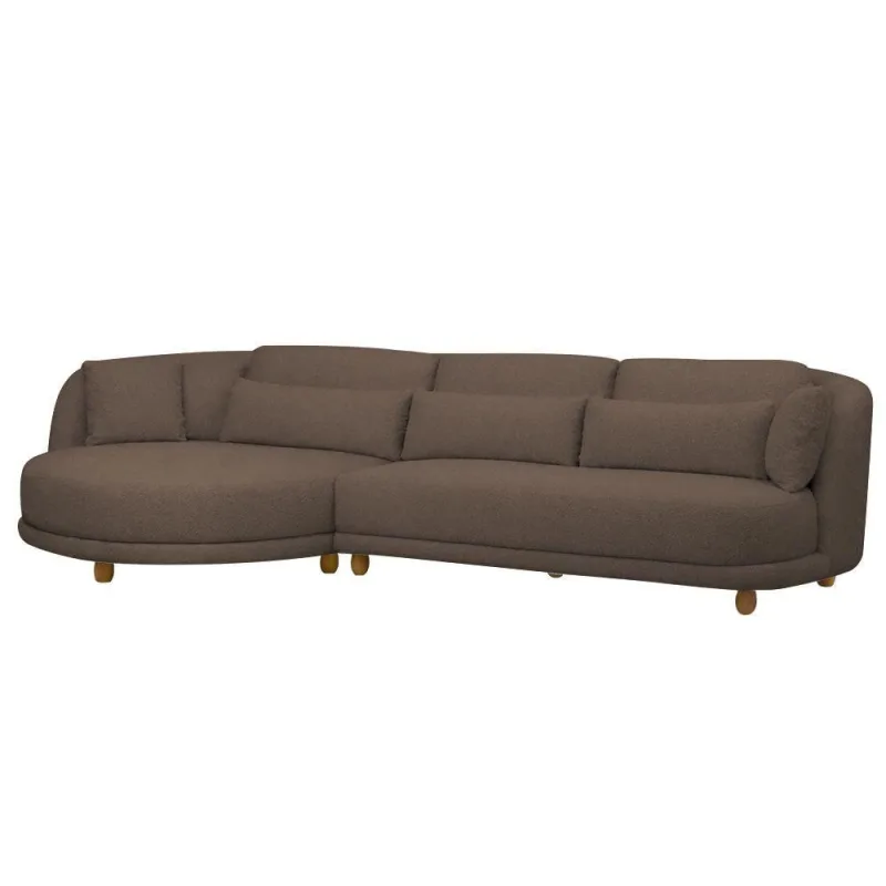 Sofá 05 Lugares 330cm Arizona Com Chaise Direito Bouclé Marrom - Nexta Casa - Nexta Casa