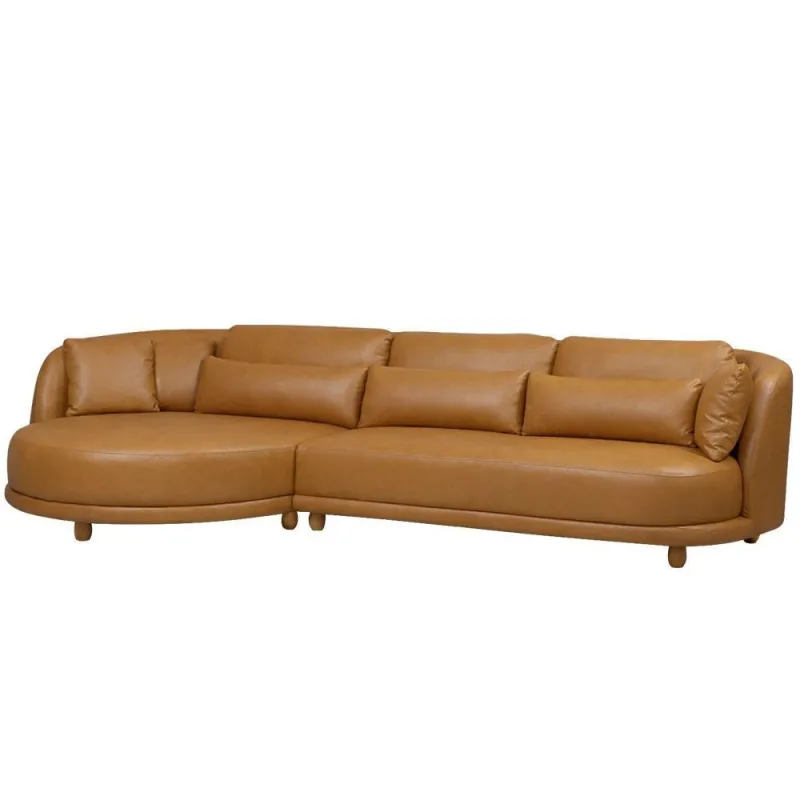 Sofá 05 Lugares 330cm Arizona Com Chaise Direito Corano Caramelo - Nexta Casa - Nexta Casa