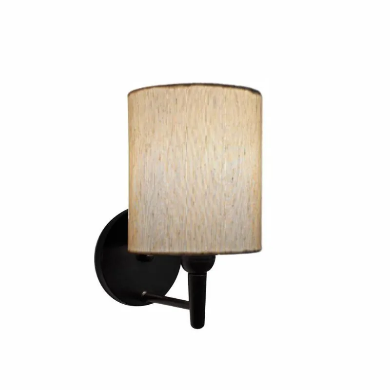 Arandela Cilíndrica Md-2009 Base Preto Cúpula Em Tecido 14x15cm Linho Bege - Bivolt - Vivare Brasil Iluminação
