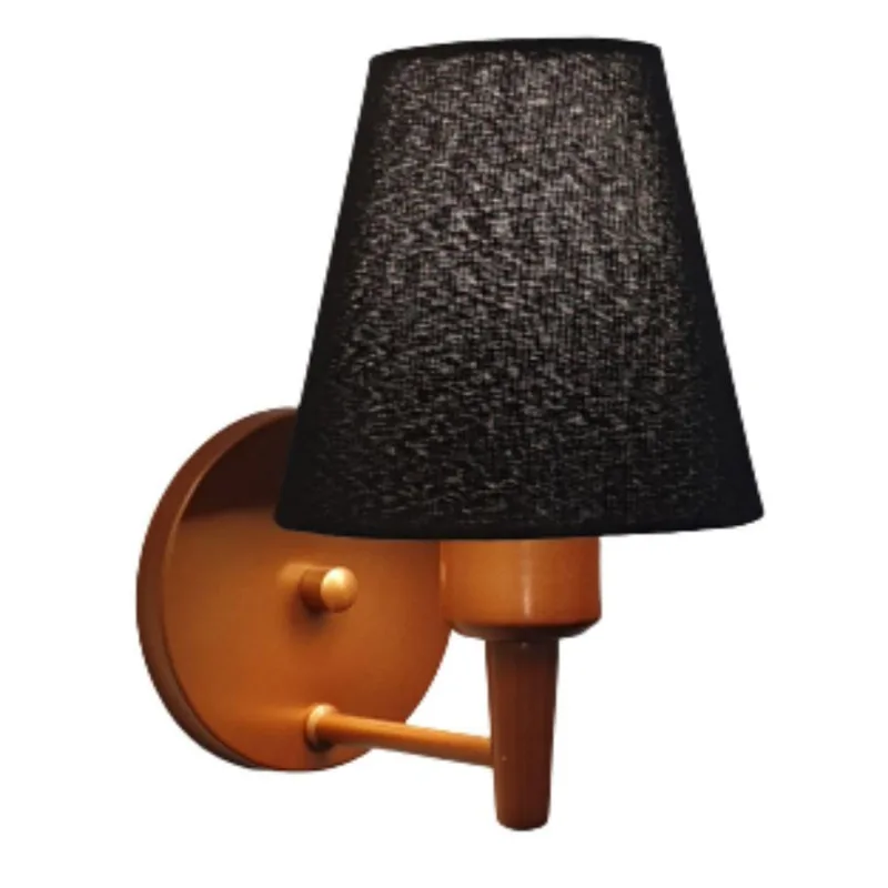 Arandela Cone Md-2004 Base Cobre Cúpula Em Tecido 14-14x07cm Preto - Bivolt - Vivare Brasil Iluminação
