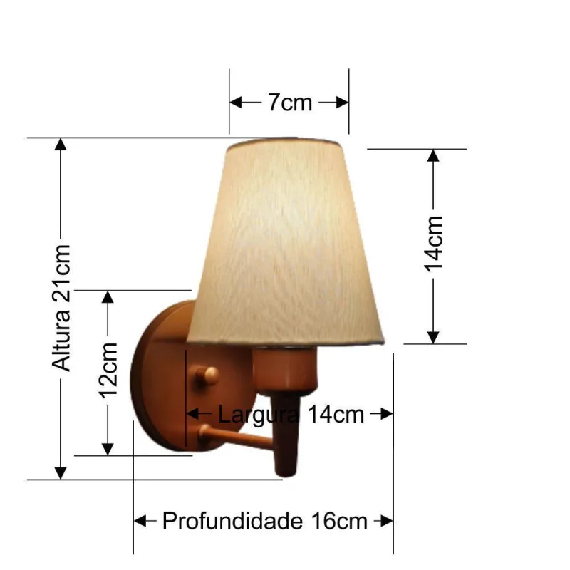 Arandela Cone Md-2004 Base Cobre Cúpula Em Tecido 14-14x07cm Algodão Crú - Bivolt - Vivare Brasil Iluminação