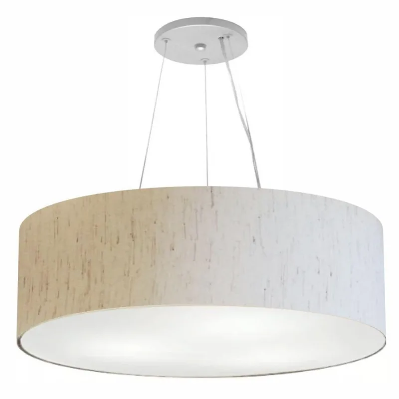 Lustre Pendente Cilíndrico Md-4381 com Cúpula em Tecido Linho 100X30CM Bege Vivare Brasil Iluminação - Vivare Brasil Iluminação - Casa E Construção