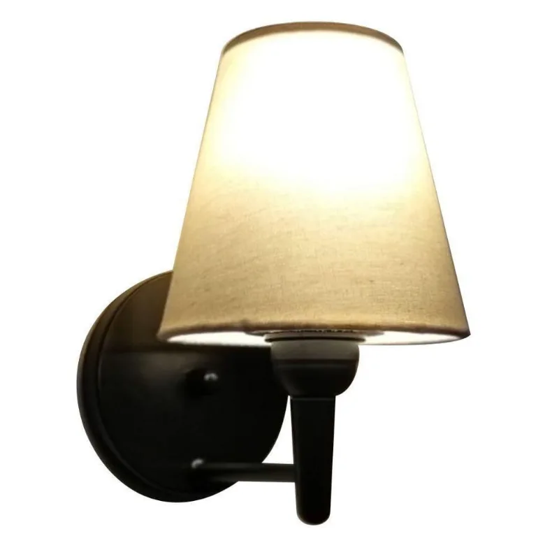 Arandela Cone Md-2004 Base Preto Cúpula Em Tecido 14-14x07cm Algodão Cru - Bivolt - Vivare Brasil Iluminação