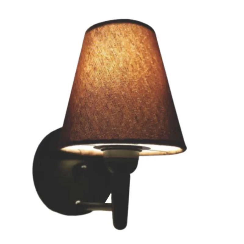Arandela Cone Md-2004 Base Preto Cúpula Em Tecido 14/14x07cm Café - Bivolt - Vivare Brasil Iluminação
