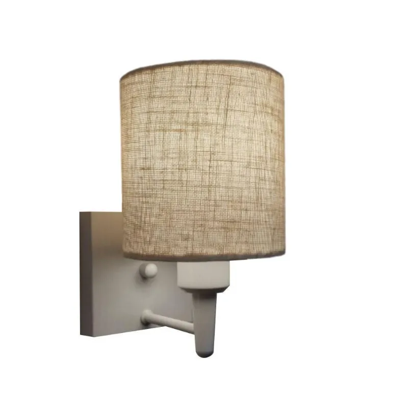 Arandela Quadrada Md-2033 Branco Cúpula Em Tecido Cilíndrica Rustico Bege - Bivolt - Vivare Brasil Iluminação