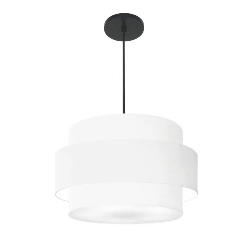 Lustre Pendente Cilíndrico Md-4384 com Cúpula em Tecido Branco Médio 50CM Vivare Brasil Iluminação - Vivare Brasil Iluminação