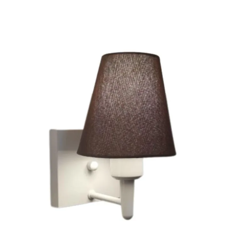 Arandela Quadrada Md-2034 Branco Cúpula Em Tecido Cone Café - Bivolt - Vivare Brasil Iluminação