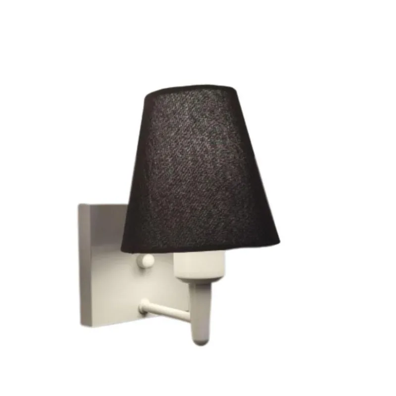 Arandela Quadrada Md-2034 Branco Cúpula Em Tecido Cone Preto - Bivolt - Vivare Brasil Iluminação