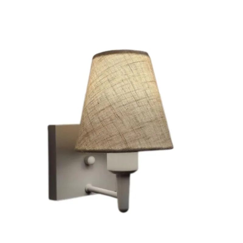 Arandela Quadrada Md-2034 Branco Cúpula Em Tecido Cone Rustico Bege - Bivolt