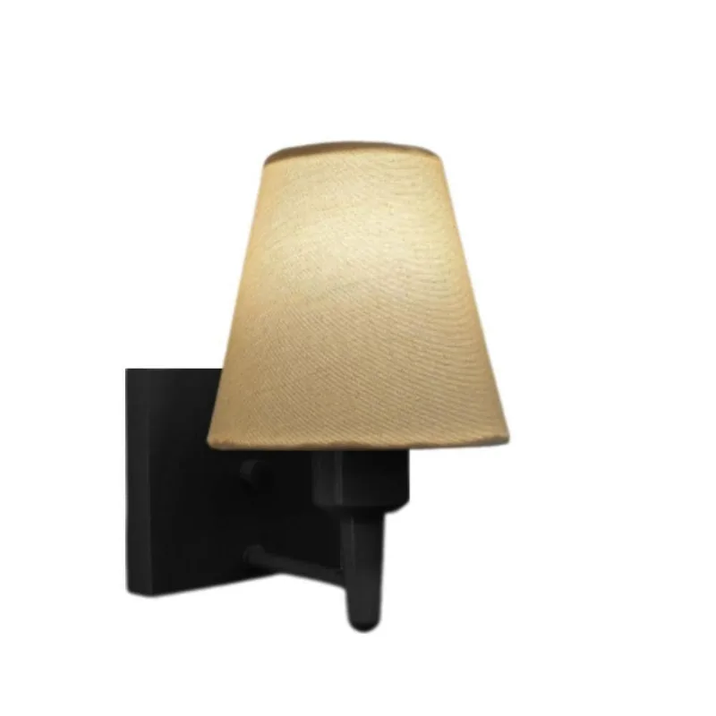 Arandela Quadrada Md-2034 Preto Cúpula Em Tecido Cone Algodão Crú - Bivolt - Vivare Brasil Iluminação