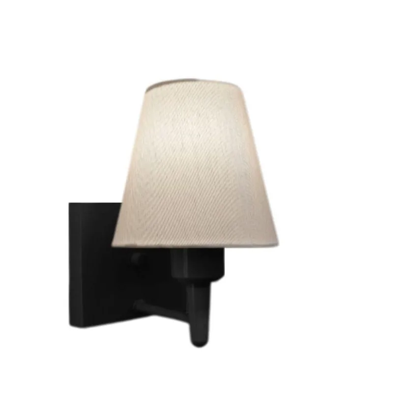 Arandela Quadrada Md-2034 Preto Cúpula Em Tecido Cone Branco - Bivolt