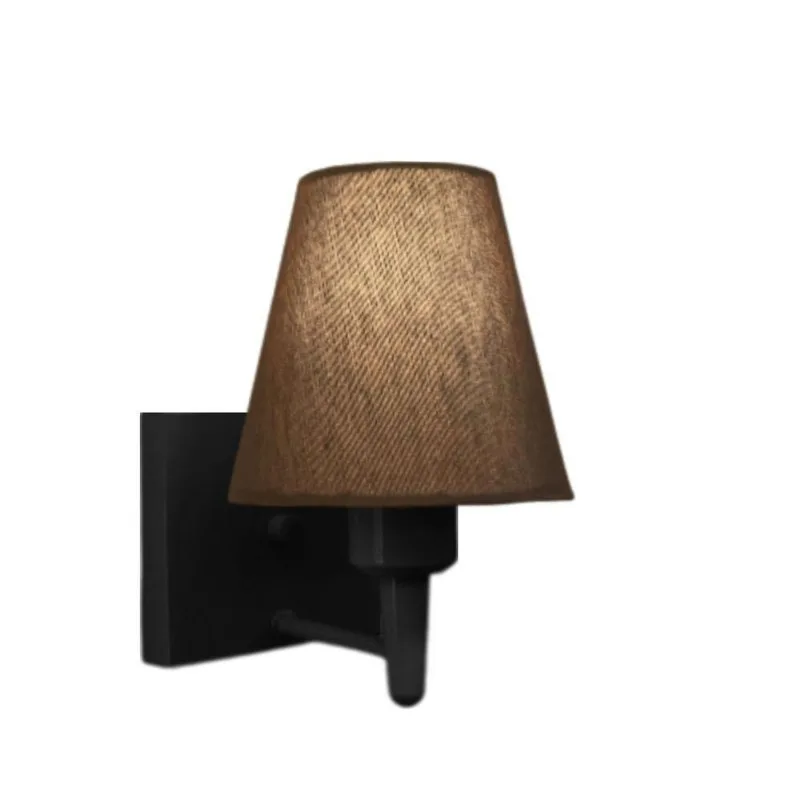 Arandela Quadrada Md-2034 Preto Cúpula Em Tecido Cone Café - Bivolt