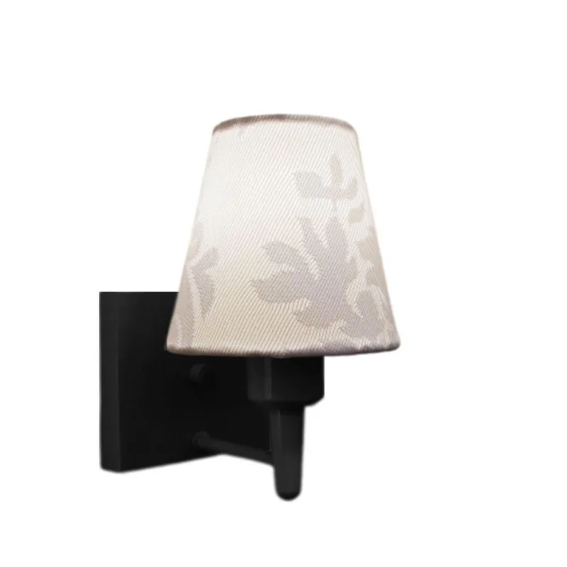 Arandela Quadrada Md-2034 Preto Cúpula Em Tecido Cone Renda Branco - Bivolt