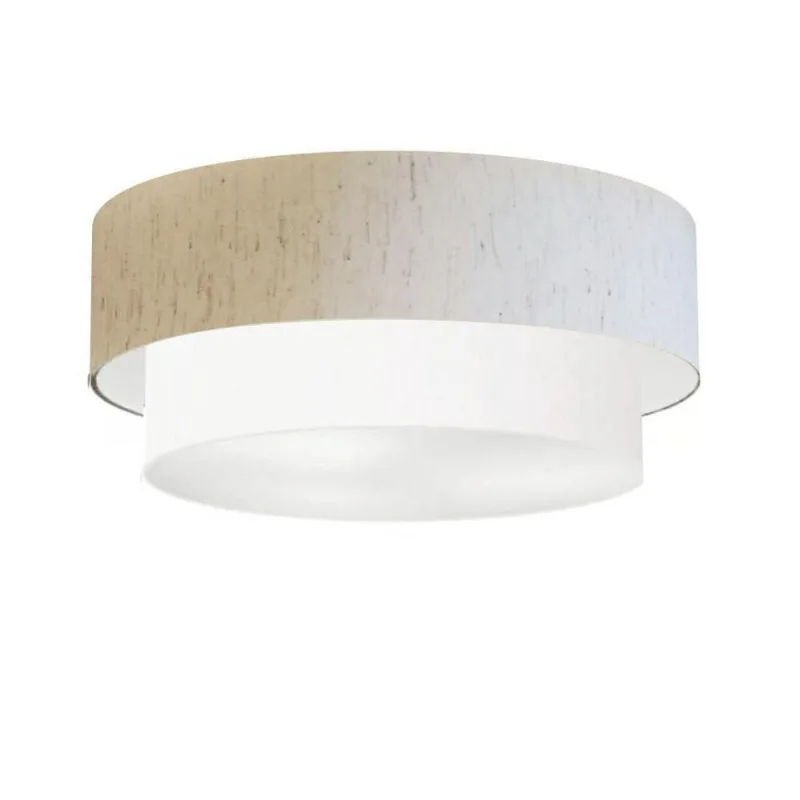 Plafon De Sobrepor Cilíndrico Sp-3064 Cúpula Cor Linho Bege Branco - Vivare Brasil Iluminação